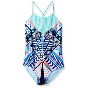 Jantzen Girls Desert Darling Crochet Neck One Piece Tribal Print Size 14